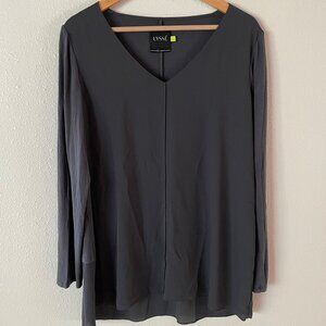 Lysse Linden Long Sleeve Charcoal Gray Multi Fabric Shirt‎ Size L